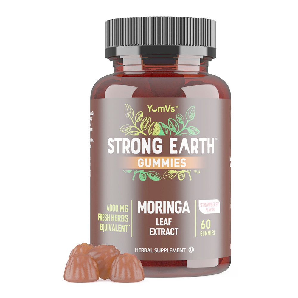 YumVs Strong Earth Moringa Leaf with Strawberry Flavor Gummies, 60 Ea